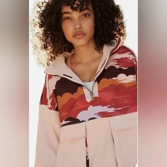 Free People Fp Movement Daybreak Sweater Half Zip Print Pullover NWOT - Size XS - Picture 1 of 6